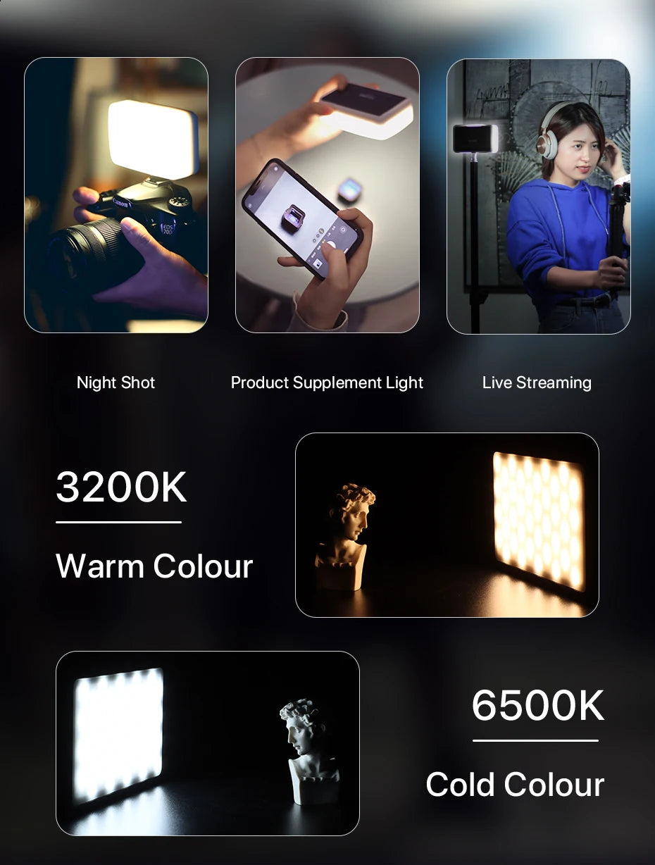 Ulanzi VIJIM VL120 Led Video Light 3200-6500K With Diffuser RGB Effect Camera Light Vlog Fill Light Photography Studio Lamp