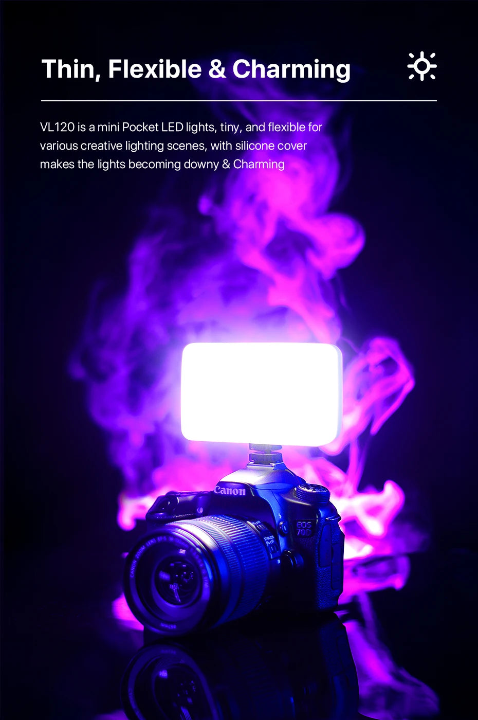Ulanzi VIJIM VL120 Led Video Light 3200-6500K With Diffuser RGB Effect Camera Light Vlog Fill Light Photography Studio Lamp