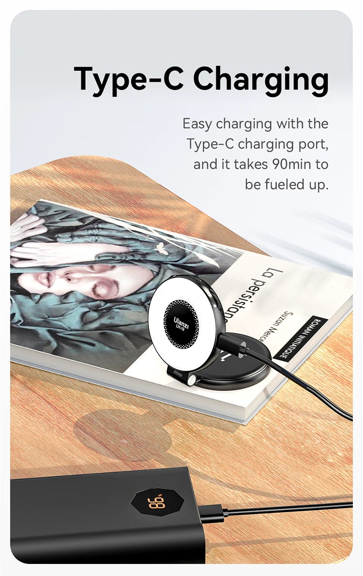 Ulanzi LM19 Mobile Phone Selfie Light Bi-color Pocket LED Magnetic Mini Ring Lamp Photography For iPhone 16 15 Apple 14 13 Pro