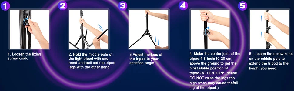 LED Video Light Dimmable Photography Continuous Lighting Adjustable Tripod Stand Portable Fill Light for Photo Studio Shooting