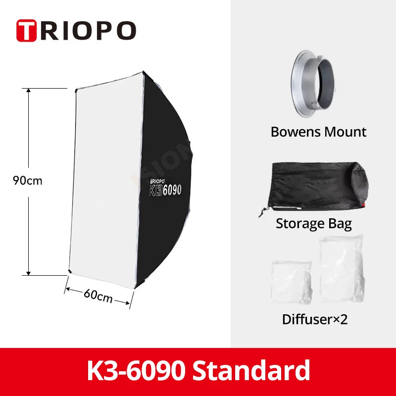TRIOPO K3 Series 55cm 65cm 90cm 120cm Quick-Setup Octagon Softbox Bowens Mount for Godox Aputure Sokani Studio LED Video Light