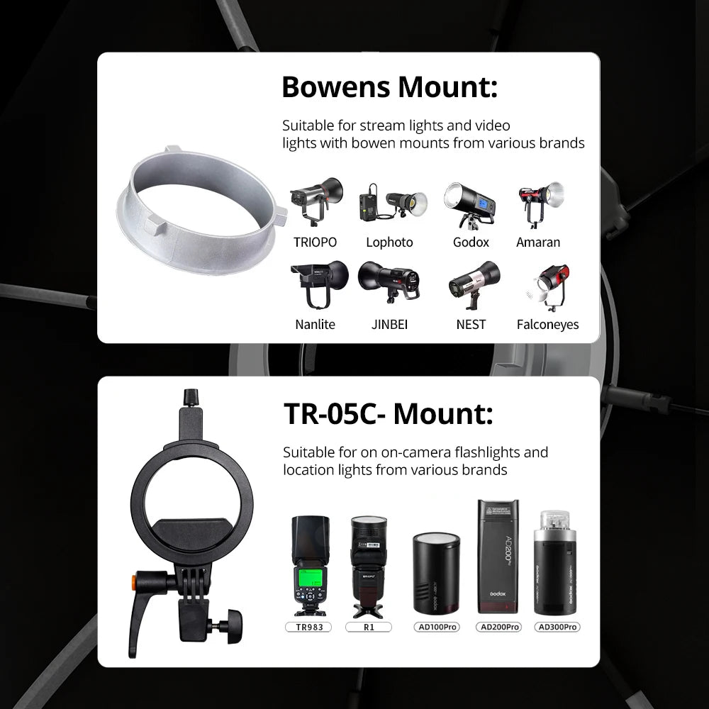 TRIOPO K3 Series 55cm 65cm 90cm 120cm Quick-Setup Octagon Softbox Bowens Mount for Godox Aputure Sokani Studio LED Video Light