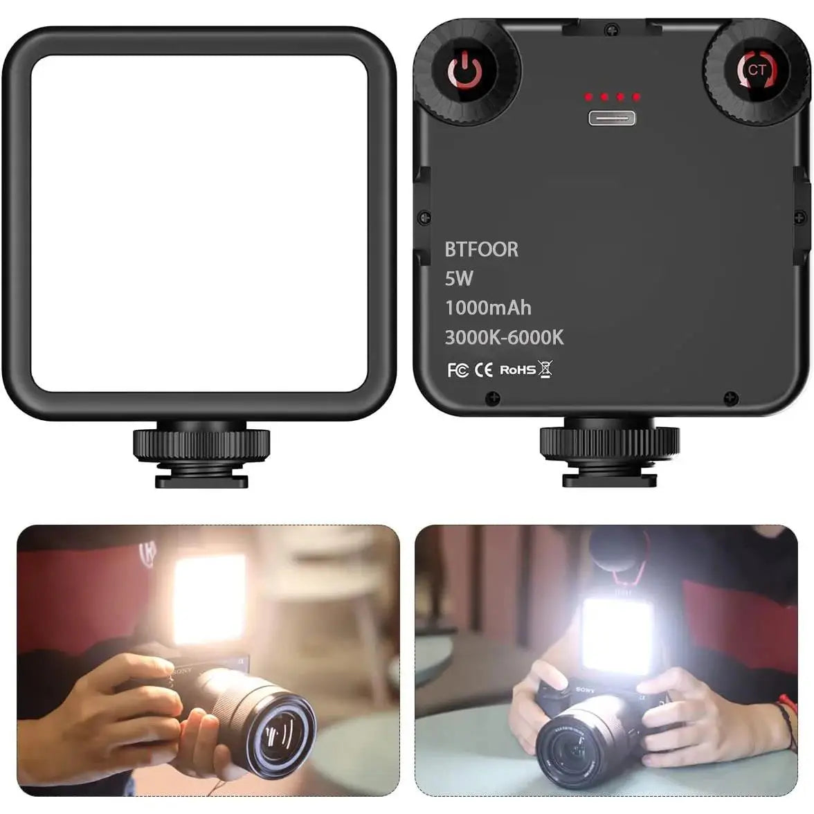 LED Clip Video Light Portable Photography On-Camera 3000K-6000K Bi-Color Lighting Cold Shoe For DSLR Camera Camcorder Gopro Vlog