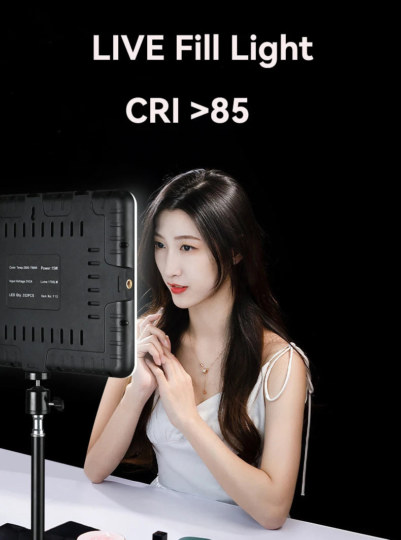 LED Video Light Dimmable Photography Continuous Lighting Adjustable Tripod Stand Portable Fill Light for Photo Studio Shooting