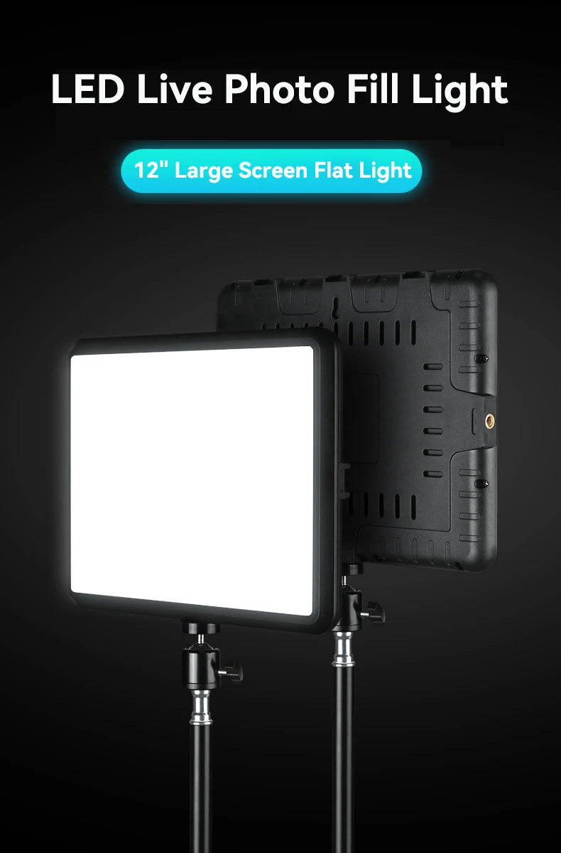 LED Video Light Dimmable Photography Continuous Lighting Adjustable Tripod Stand Portable Fill Light for Photo Studio Shooting