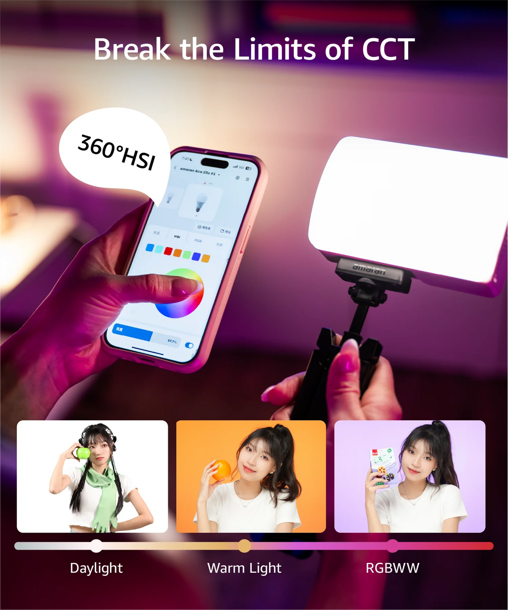 amaran Ace 25c Kit Full Color Compact LED Mini On-camera Light 2300K-10000K One-second Setup with the Amaran Ace Lock by Aputure