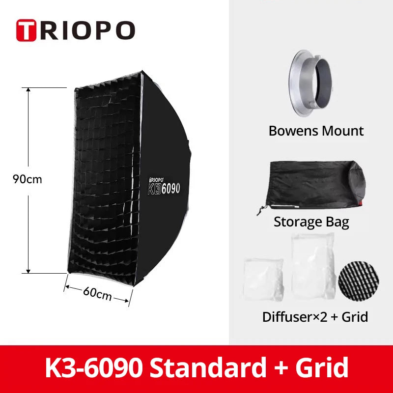 TRIOPO K3 Series 55cm 65cm 90cm 120cm Quick-Setup Octagon Softbox Bowens Mount for Godox Aputure Sokani Studio LED Video Light