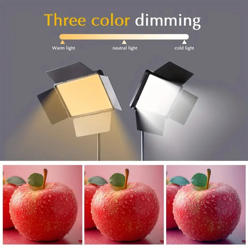 LED Video Photography Atmosphere Fill Light 9-Inch Square 43-Inch Tripod USB Power Supply 3 Light Colors Adjustable 4 Leaf Baffl