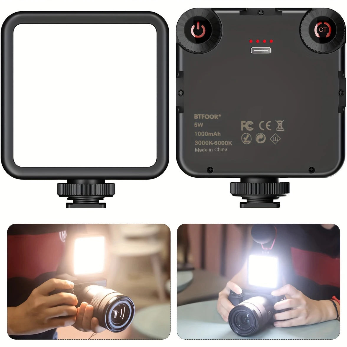 LED Clip Video Light Portable Photography On-Camera 3000K-6000K Bi-Color Lighting Cold Shoe For DSLR Camera Camcorder Gopro Vlog