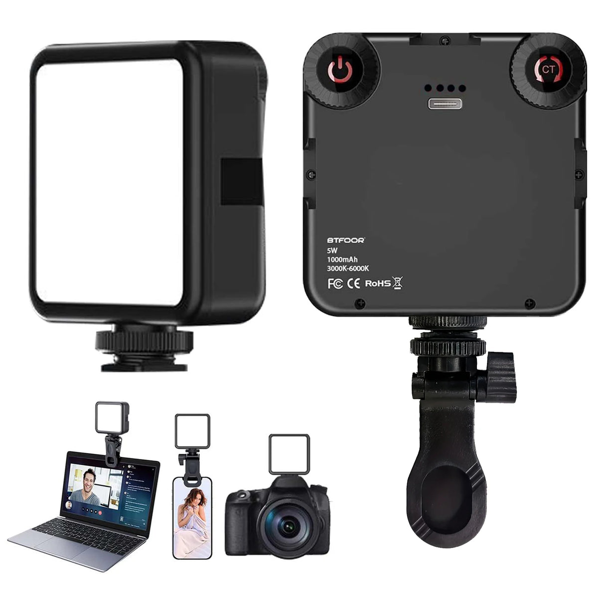 LED Clip Video Light Portable Photography On-Camera 3000K-6000K Bi-Color Lighting Cold Shoe For DSLR Camera Camcorder Gopro Vlog